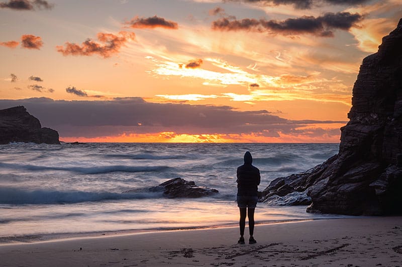 Cornish Beach At Sunset