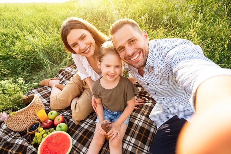 Family Taking A Selfie In The Countryside 